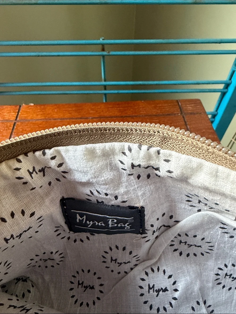 Myra Bag Pink Canvas Wristlet with Black Print